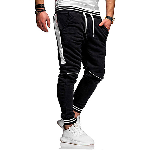 

Men's Basic Slim Daily Going out Sweatpants Pants Solid Colored Full Length Drawstring White Red Gray / Fall / Winter