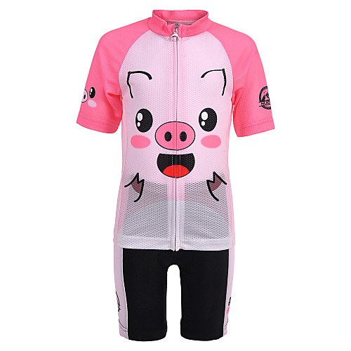 

Nuckily Girls' Short Sleeve Cycling Jersey with Shorts - Kid's Pink / Black Cartoon Bike Quick Dry Sports Spandex Cartoon Clothing Apparel / Micro-elastic