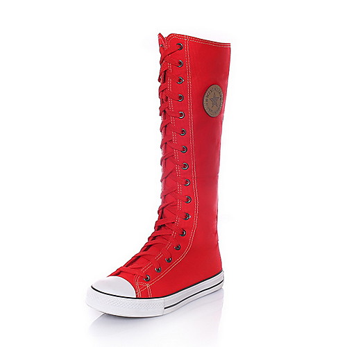

Women's Sneakers Summer Flat Heel Round Toe Daily Solid Colored Canvas Red / White / Black