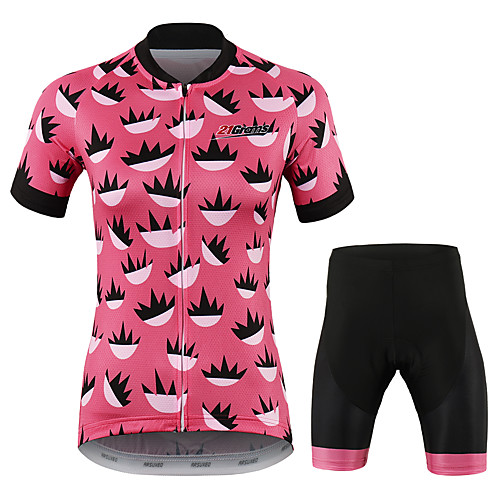 

21Grams Fruit Women's Short Sleeve Cycling Jersey with Shorts - Fuchsia Bike Clothing Suit Breathable Quick Dry Anatomic Design Sports 100% Polyester Mountain Bike MTB Road Bike Cycling Clothing