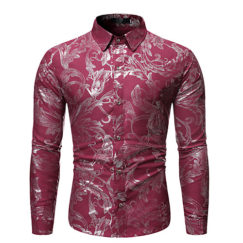 

Men's Shirt Solid Colored Floral Long Sleeve Daily Tops Basic Elegant Black Red Navy Blue