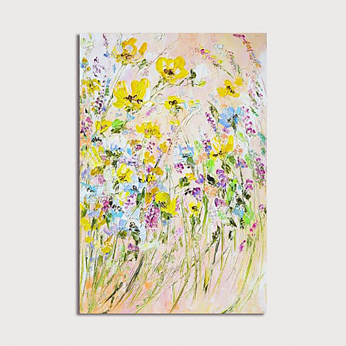 

Oil Painting Hand Painted Vertical Abstract Floral / Botanical Modern Stretched Canvas