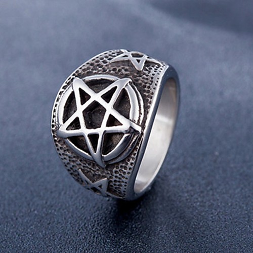 

Men's Band Ring Ring 1pc Silver Titanium Steel Circular Vintage Basic Fashion Daily Jewelry Star Cool