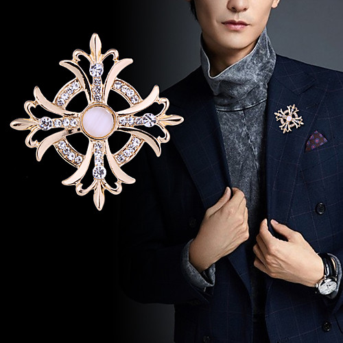 

Men's Crystal Brooches Tennis Chain Creative Flower Luxury Classic Basic Rock Fashion Rhinestone Brooch Jewelry Gold Silver For Wedding Party Daily Work Club