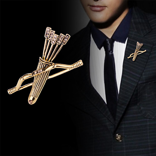 

Men's Crystal Brooches Classic Sagittarius Arrow Classic Basic Punk Rock Fashion Rhinestone Brooch Jewelry Gold Silver For Wedding Party Daily Work Club