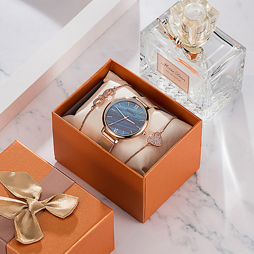 

Women's Quartz Watches New Arrival Fashion Rose Gold Stainless Steel Chinese Quartz WhitePink White / Green Blue Cute Color Gradient Casual Watch 3 Pieces Analog One Year Battery Life
