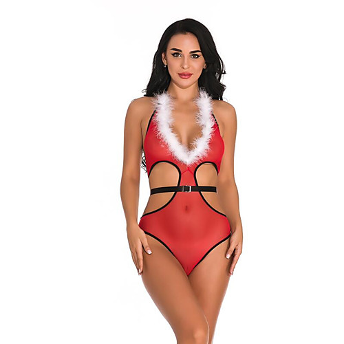 

Santa Suit Dress Cosplay Costume Christmas Dress Adults' Women's Cosplay Vacation Dress Christmas Christmas Festival Christmas Halloween Carnival Festival / Holiday Lace Polyster Red Women's Easy