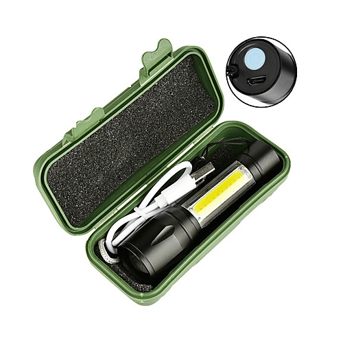 

LED Flashlights / Torch Handheld Flashlights / Torch Flashlight Body 2300 lm LED Emitters 4 Mode with Battery and USB Cable Portable Windproof Cool Easy Carrying Wearproof Camping / Hiking / Caving