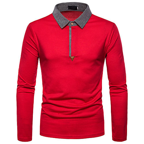 

Men's Polo non-printing Solid Colored Long Sleeve Daily Tops Basic White Red Navy Blue