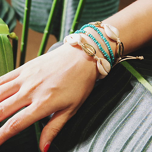 

3pcs Women's Bracelet Classic Precious Shell Classic Trendy Fashion Shell Bracelet Jewelry Gold For Daily