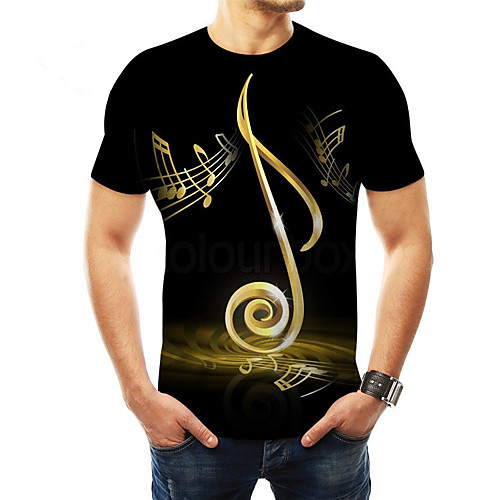 

Men's 3D Graphic Print T-shirt Basic Daily Casual Round Neck Black / Summer / Short Sleeve