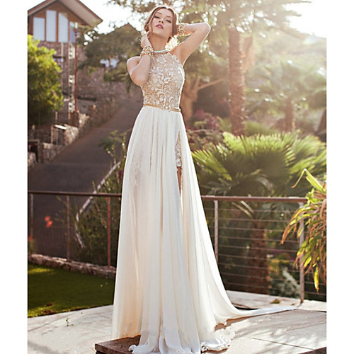 

Women's Maxi Swing Dress - Sleeveless Solid Colored Halter Neck White S M L XL