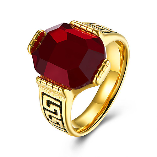 

Men's Ring Synthetic Ruby 1pc Gold Titanium Steel Geometric Stylish Gift Daily Jewelry Classic Gypsophila Cool