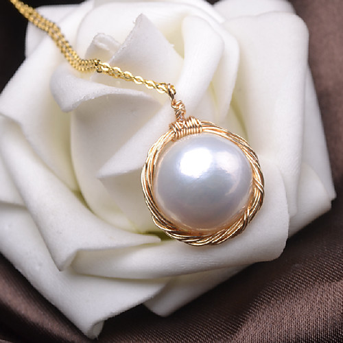 

Women's Freshwater Pearl Pendant Necklace Twisted Baroque Pearl Gold Plated Gold 45 cm Necklace Jewelry 1pc For Gift Daily Holiday Promise Festival