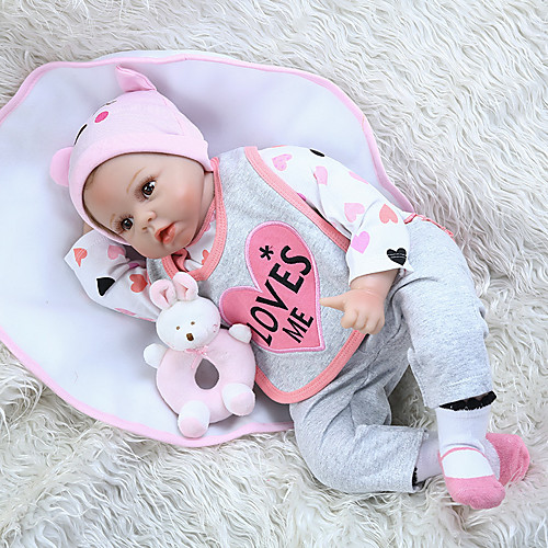 

NPK DOLL 22 inch Reborn Doll Girl Doll Baby Girl Reborn Baby Doll lifelike Cute Hand Made Child Safe Non Toxic Cloth 3/4 Silicone Limbs and Cotton Filled Body 55cm with Clothes and Accessories for