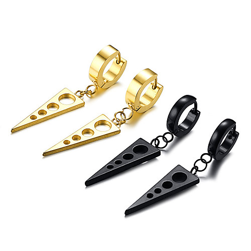 

Men's Women's Stud Earrings Geometrical Vertical / Gold bar Statement Punk Baroque Gothic Stainless Steel Earrings Jewelry Gold / Black For Daily Carnival Street Club Bar 2pcs