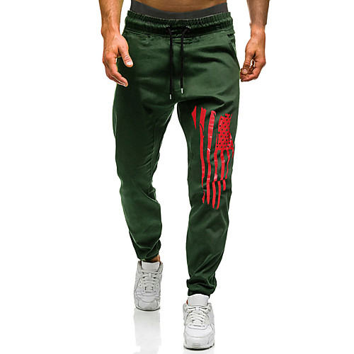 

Men's Basic Loose Daily Going out Sweatpants Pants Solid Colored Full Length Drawstring Black Army Green Khaki / Fall / Winter