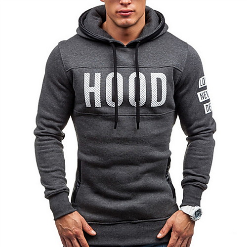 

Men's Hoodie Graphic Text Letter Hooded Casual Hoodies Sweatshirts Black Blue Light gray