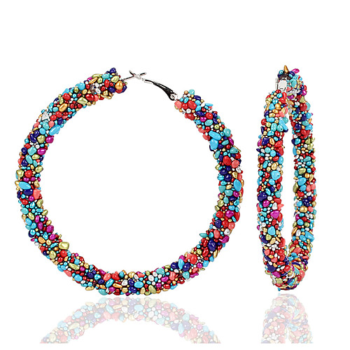 

Women's Multicolor Hoop Earrings Earrings Geometrical Donuts Happy Korean Sweet Fashion Cute Colorful Earrings Jewelry Black / Black / White / Rainbow For Party Daily Street Holiday Festival 1 Pair