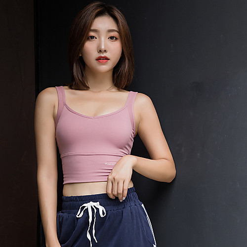 

Women's Sports Bra Wirefree Gym Workout Breathable Soft Sweat-wicking Padded Light Support Black Green Rose Pink Solid Colored / Stretchy