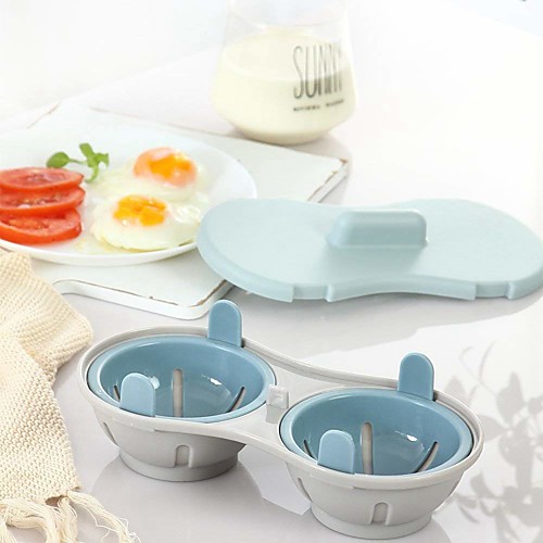 

Microwave Egg Poacher Cookware Double Cup Dual Cave High Capacity Design Egg Cooker Ultimate Collection Egg Poaching