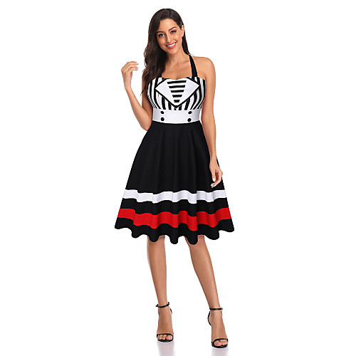 

Vintage Inspired Vacation Dress Dress Prom Dress Women's Spandex Costume Black Vintage Cosplay