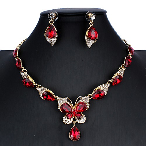 

Women's Blue Red White Bridal Jewelry Sets Link / Chain Butterfly Luxury Dangling Vintage Elegant Earrings Jewelry White / Red / Dark Blue For Christmas Wedding Party Engagement Holiday 1 set