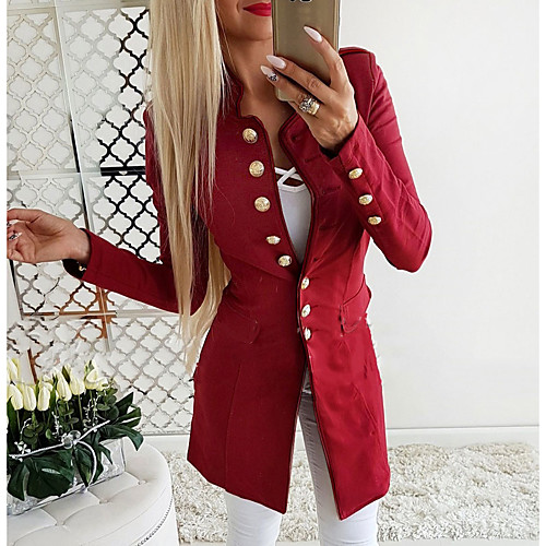 

Women's Blazer Polyester Coat Tops Black / Blue / Red