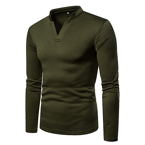 

Men's Solid Colored T-shirt Basic Street chic Daily Weekend V Neck Black / Army Green / Dark Gray / Navy Blue / Long Sleeve
