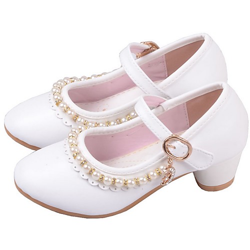 

Girls' Heels Flower Girl Shoes Microfiber Little Kids(4-7ys) Daily Rhinestone White Pink Summer