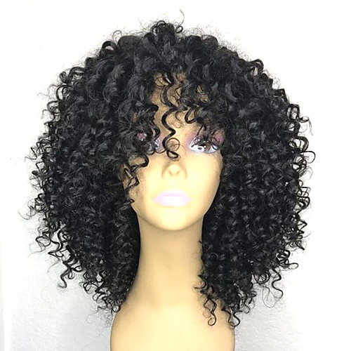 

Synthetic Wig Afro Curly Layered Haircut Wig Medium Length Natural Black Synthetic Hair 38~42 inch Women's Synthetic Black