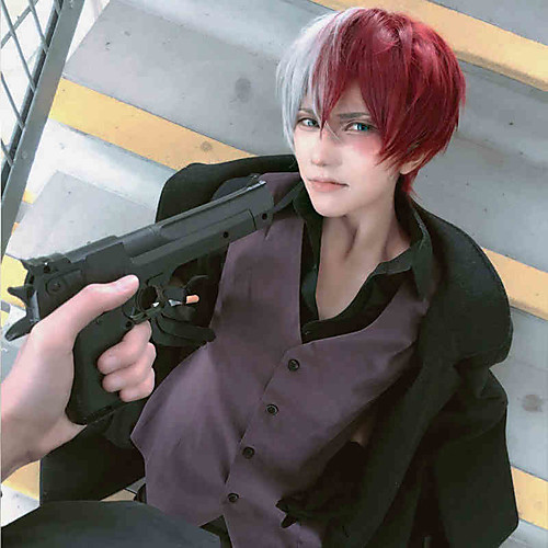 

My Hero Academia / Boku No Hero Todoroki Shoto Cosplay Wigs Boys' Girls' 14 inch Heat Resistant Fiber Green Red Anime