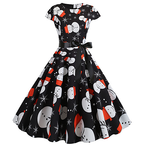 

Santa Claus Christmas Dress Women's Adults' Leisure Christmas Christmas Polyester Dress / Belt
