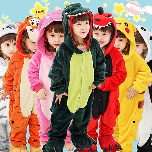 

Kid's Adults' Kigurumi Pajamas Tiger Onesie Pajamas Flannel Toison Green / Orange / Yellow Cosplay For Boys and Girls Animal Sleepwear Cartoon Festival / Holiday Costumes