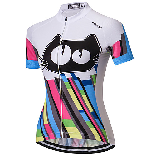 

21Grams Cat Rainbow Cartoon Women's Short Sleeve Cycling Jersey - White Bike Jersey Top Breathable Moisture Wicking Quick Dry Sports Polyester Elastane Terylene Mountain Bike MTB Road Bike Cycling