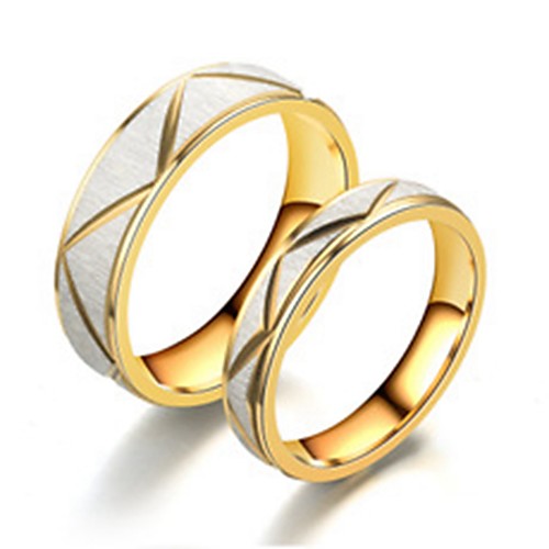 

Couple's Couple Rings Ring 2pcs Gold Stainless Steel Titanium Steel Circular Basic Fashion Engagement Gift Jewelry Cool