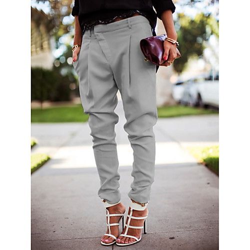 

Women's Street chic Plus Size Jogger Pants - Solid Colored White Black Blue S / M / L