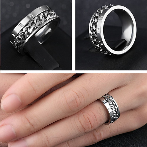 

Men's Band Ring Ring 1pc Silver Stainless Steel Stylish Luxury Trendy Party Daily Jewelry Two tone Precious