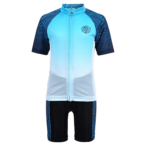 

Nuckily Boys' Girls' Short Sleeve Cycling Jersey with Shorts - Kid's Fuchsia Blue Gradient Bike Quick Dry Sports Spandex Gradient Clothing Apparel / Micro-elastic