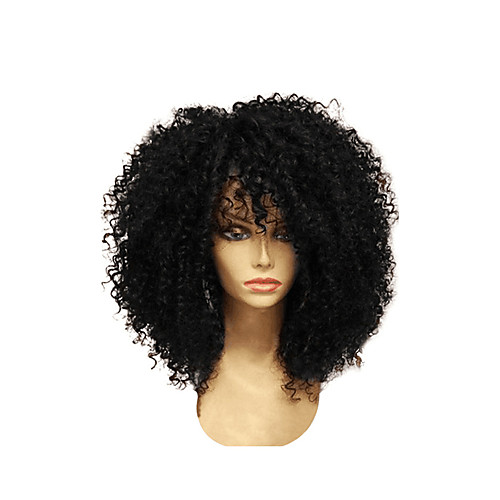

Synthetic Wig Afro Curly Layered Haircut Wig Medium Length Natural Black Chocolate Synthetic Hair 14 inch Women's New Arrival Black Dark Brown