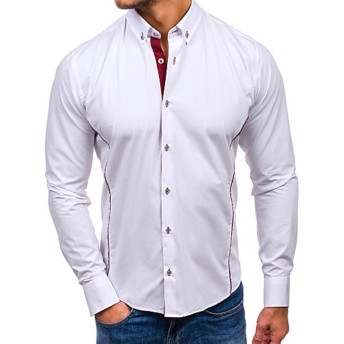 

Men's Shirt Solid Colored Long Sleeve Daily Tops White Black