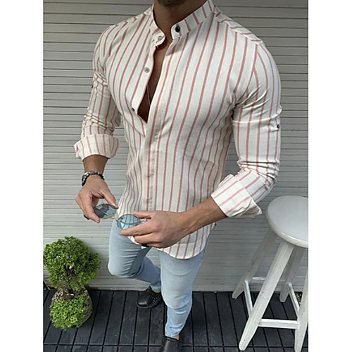 

Men's Shirt Striped Tassel Fringe Long Sleeve Daily Tops Blue Red Yellow