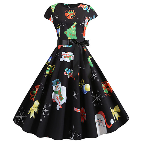 

Santa Claus Christmas Dress Women's Adults' Leisure Christmas Christmas Polyester Dress / Belt