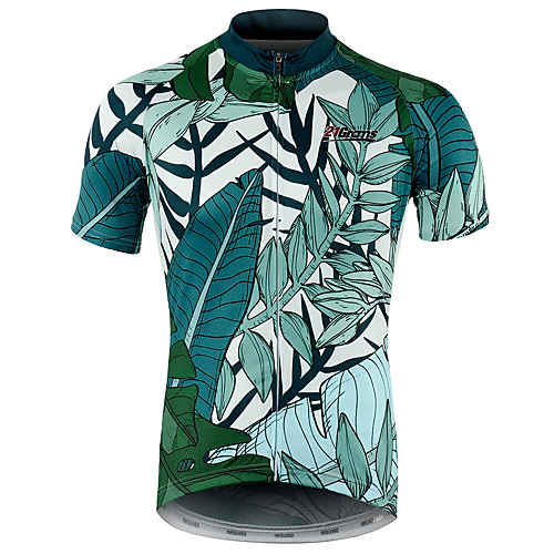 

21Grams Floral Botanical Hawaii Men's Short Sleeve Cycling Jersey - Green Bike Jersey Top Breathable Quick Dry Moisture Wicking Sports 100% Polyester Mountain Bike MTB Road Bike Cycling Clothing