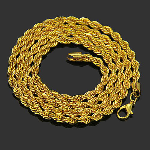 

Men's Chain Necklace Beaded Necklace Braided Unique Design Fashion Gold Plated Chrome Gold 76 cm Necklace Jewelry 1pc For Daily / Chains