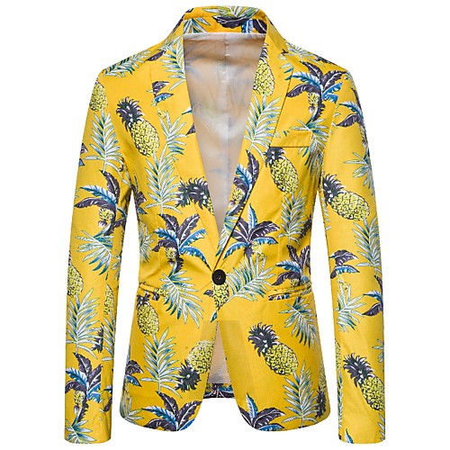 

Yellow Striped Regular Fit Cotton / Polyester Men's Suit - V Neck