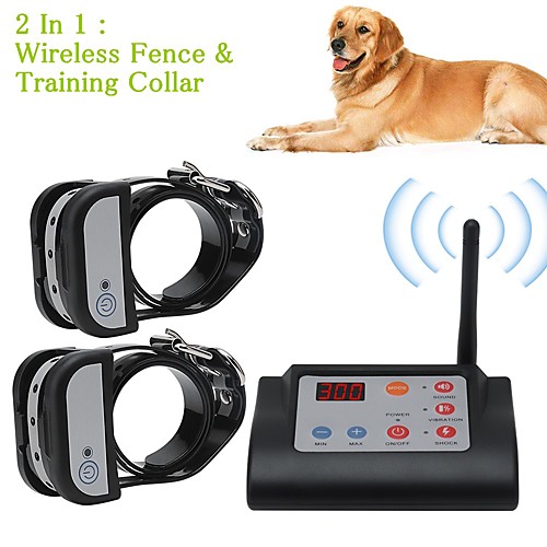 

2 In 1 Wireless Electric Pet Dog Fence & Training Collar Dog Training Collars Waterproof Rechargeable Pet Containment System For Two Dogs