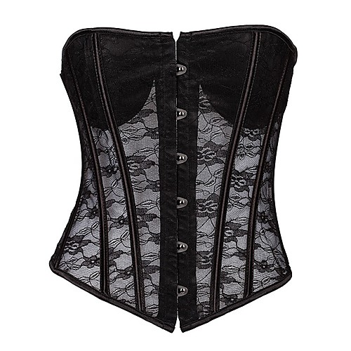 

Belle Retro Vintage Overbust Corset Overbust Corset Women's Costume White / Black Vintage Cosplay Stage Club Sleeveless