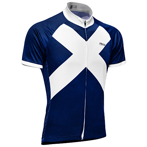 

21Grams Men's Short Sleeve Cycling Jersey Sky BlueWhite Scotland National Flag Bike Top Mountain Bike MTB Road Bike Cycling UV Resistant Breathable Quick Dry Sports Clothing Apparel / Micro-elastic