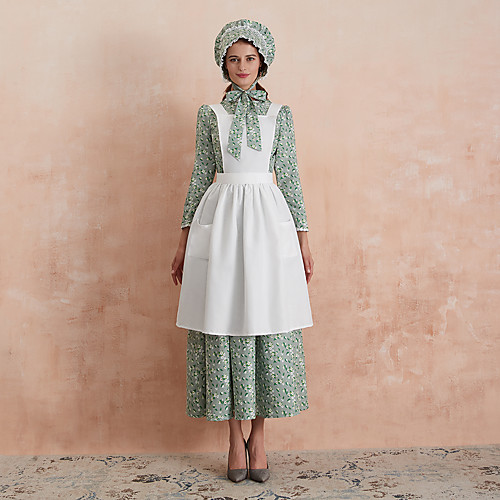 

Uniforms Country Girl Duchess Outfits Floral Style Retro Vintage Elegant 1910s Dress Hat Outfits Prom Dress Women's Costume Hat As Picture Vintage Cosplay Thanksgiving Long Sleeve Maxi A-Line / Apron